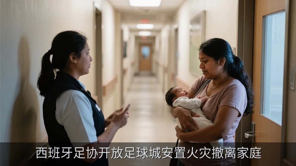 临时安置点内工作人员为家庭提供生活物资